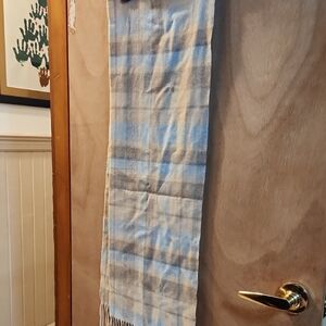 Buyer Blue and Tan Plaid Scarf